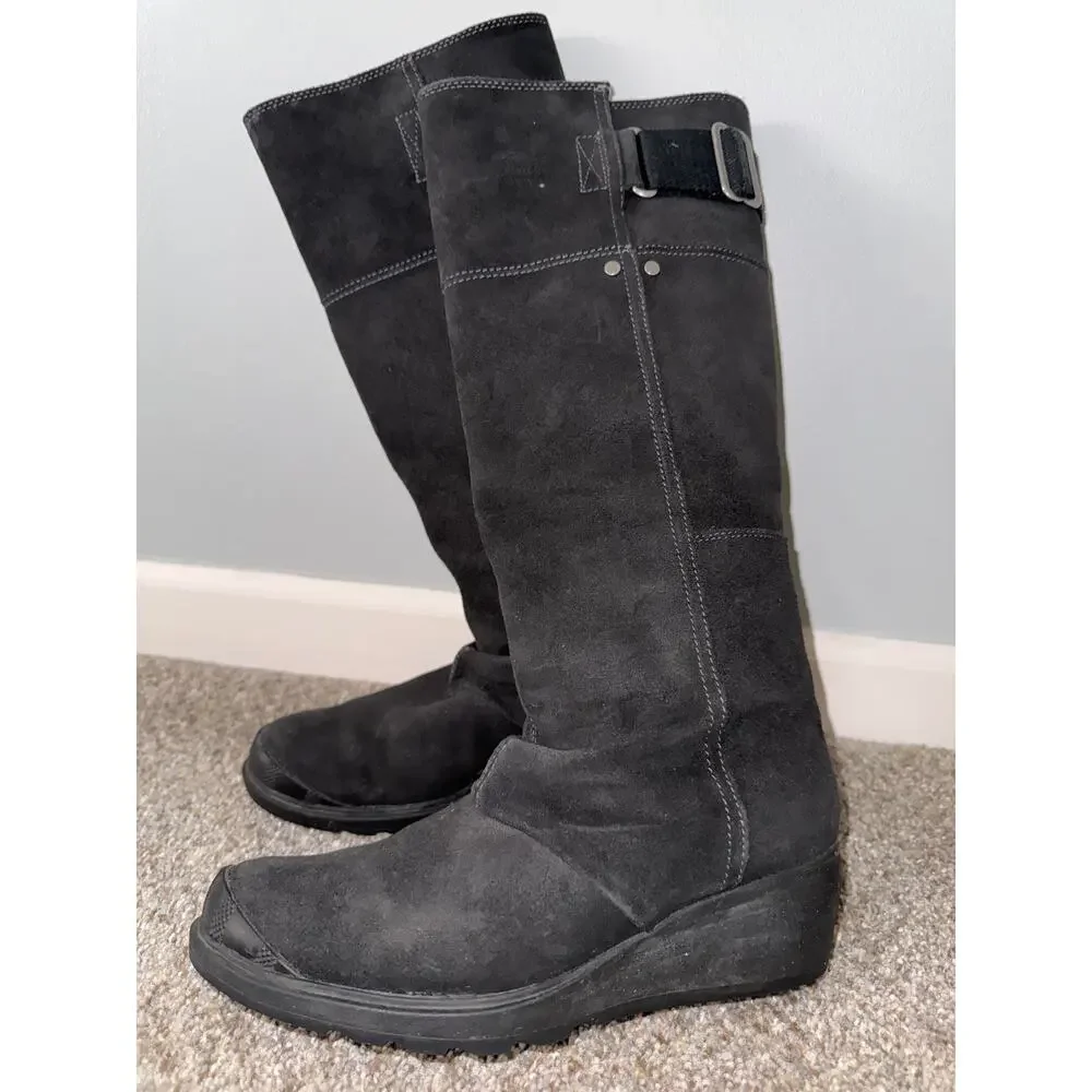 Sorel Toronto Wedge Black Oiled Suede Tall Boot Waterproof Casual - size 7.5